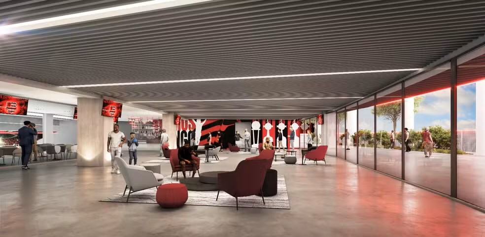 Imagem do projeto do novo estádio do Flamengo