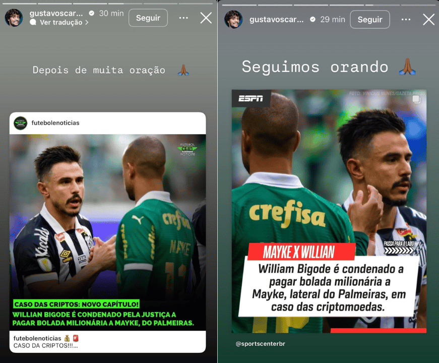 Gustavo Scarpa ironiza frase de Willian Bigode