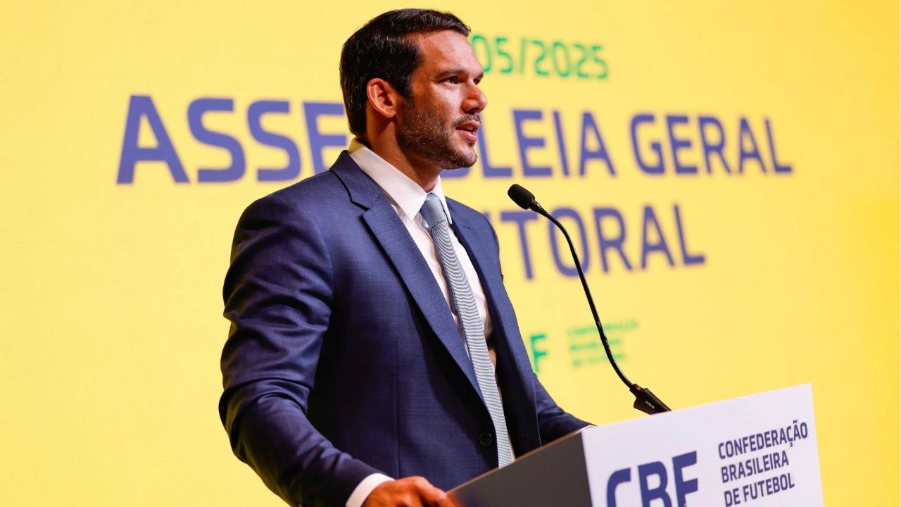 Samir Xaud em seu primeiro discurso como o novo presidente da CBF (Foto: Rafael Ribeiro/CBF)
