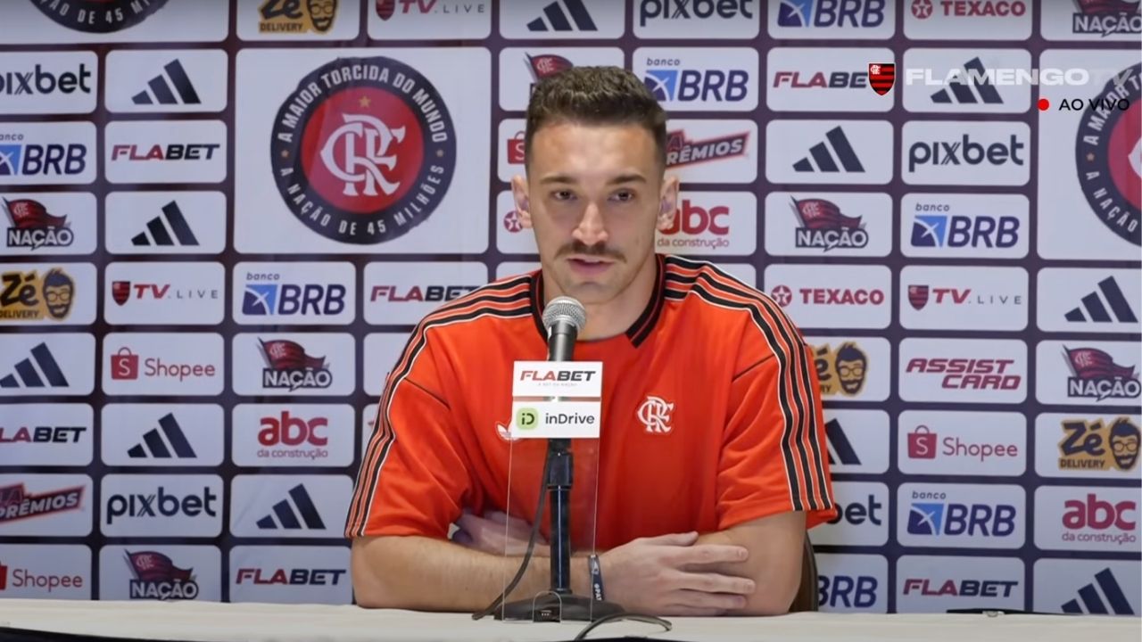 Zagueiro do Flamengo minimizou diferença de equipes brasileiras para as europeias (Foto: Reprodução/Flamengo TV)