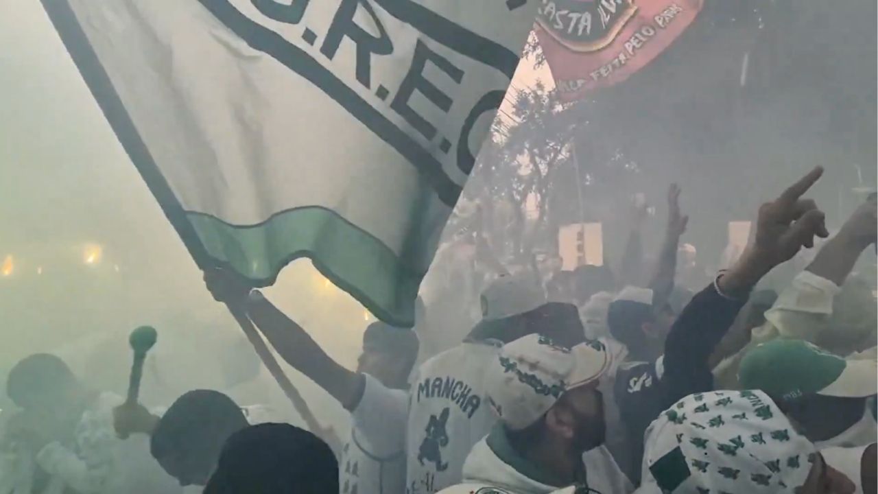 Torcedores do Palmeiras fazem festa para os jogadores (Foto: Reprodução/Redes sociais)